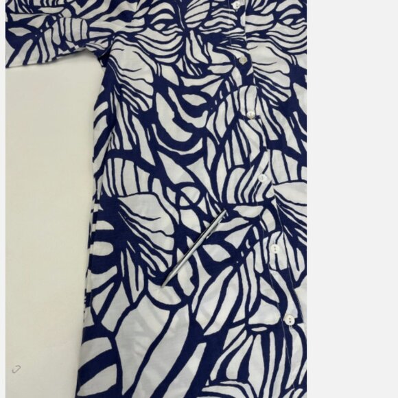 La Plage NWT Womens S Blue Leaf Maxi Shirt Dress - Picture 15 of 15
